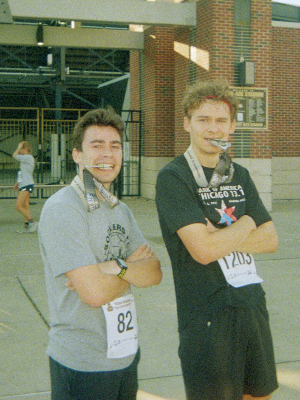 Brady and Ty after completing the Boiler Half Marathon in October 2022